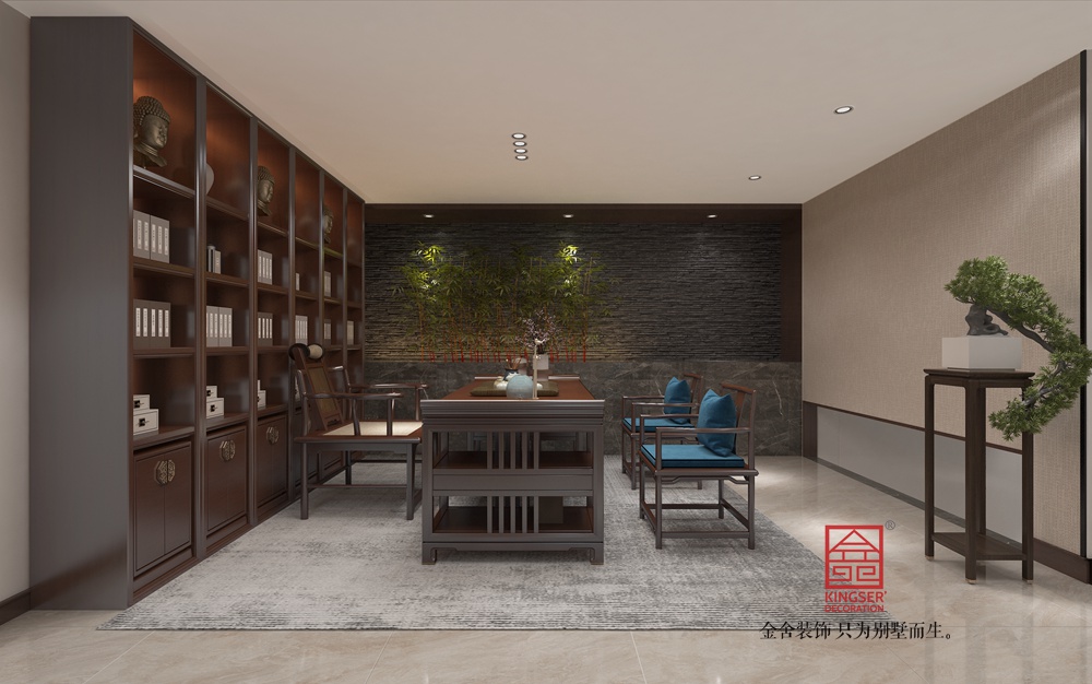 榮逸院子300平米中式風格裝修-書房