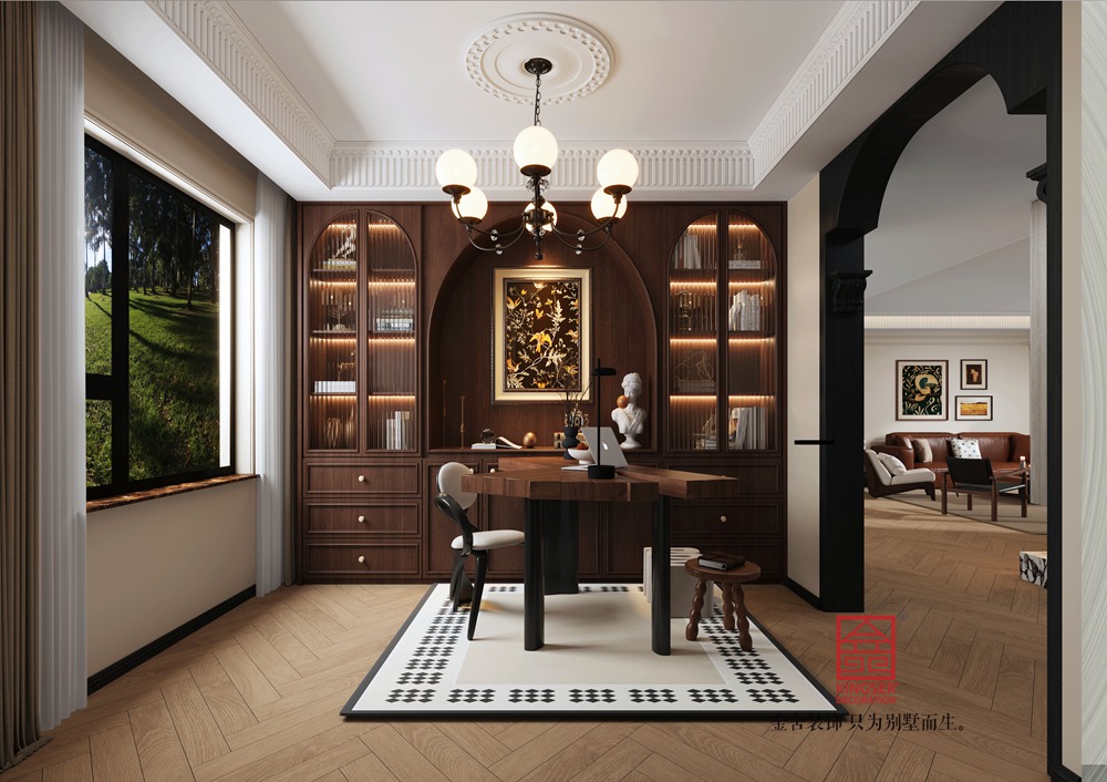 中海峯235平米復古美式風格裝修-書房