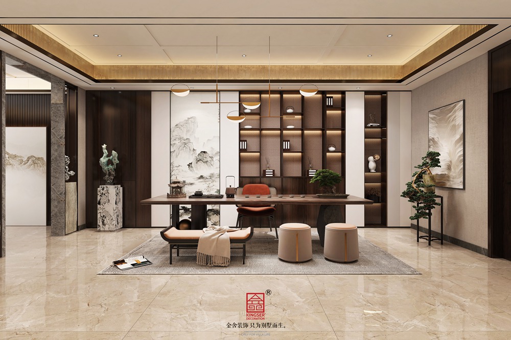 安平自建別墅450平米新中式風(fēng)格裝修-茶室