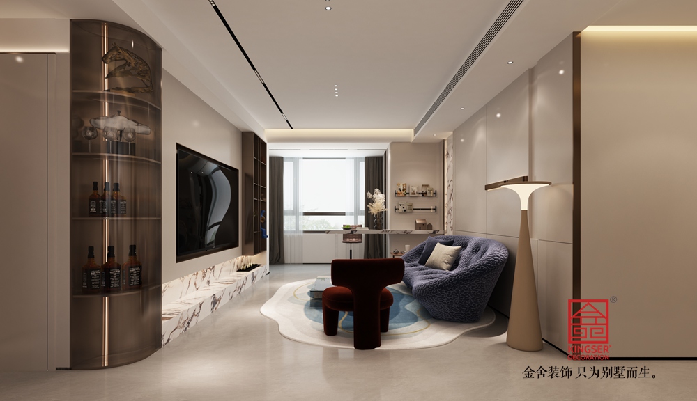 東南智匯城132平米現代輕奢風格裝修-客廳