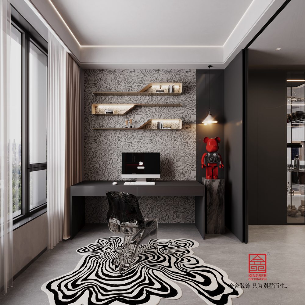 原河云墅220平米意式極簡風格裝修-書房