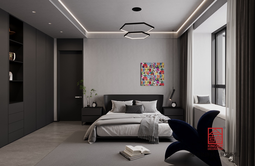 原河云墅220平米意式極簡風格裝修-臥室