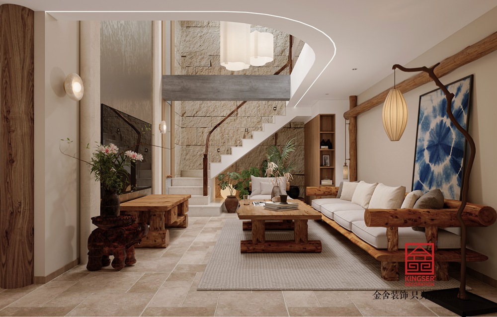 西派江玥260平米新中式風(fēng)格裝修-負(fù)二客廳